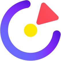 Logo of “gamevision” with purple arc and triangle for Highlights AI, a yellow dot for Engagement Suite. They symbolize the user experience in sports and esports streams